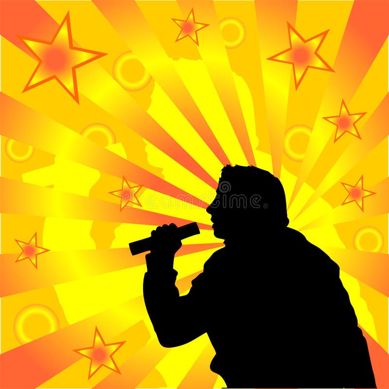 Woman singing and dancing silhouette over abstract background. Woman singing vectors