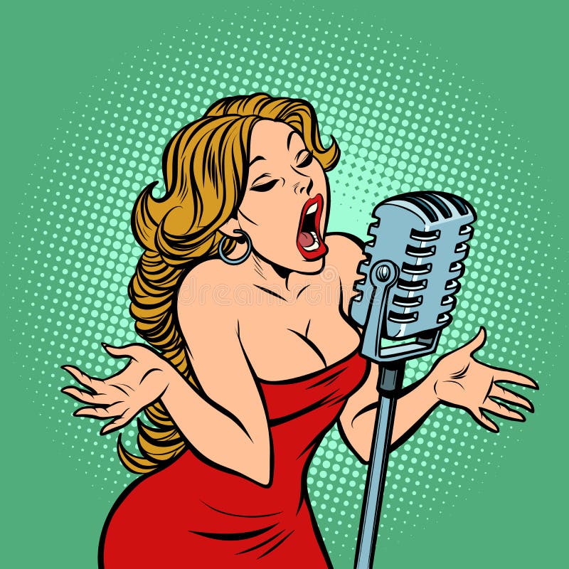 Woman Singer at the Microphone. Music Concert Scene Stock Vector - Illustration of beauty, entertainment: 126543725 Woman Singer at the Microphone. Music Concert Scene Stock Vector - Illustration of beauty, entertainment: 126543725