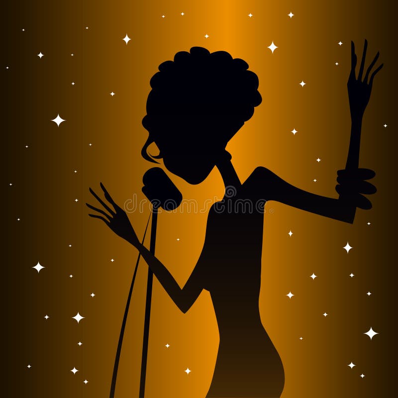 Woman singing silhouette vector background. Woman singing vectors