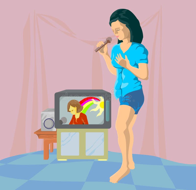 Woman singing karaoke