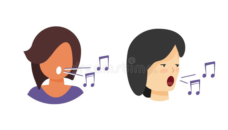 Woman Singing Song Vector, Girl Female Voice Singer Icon Illustration