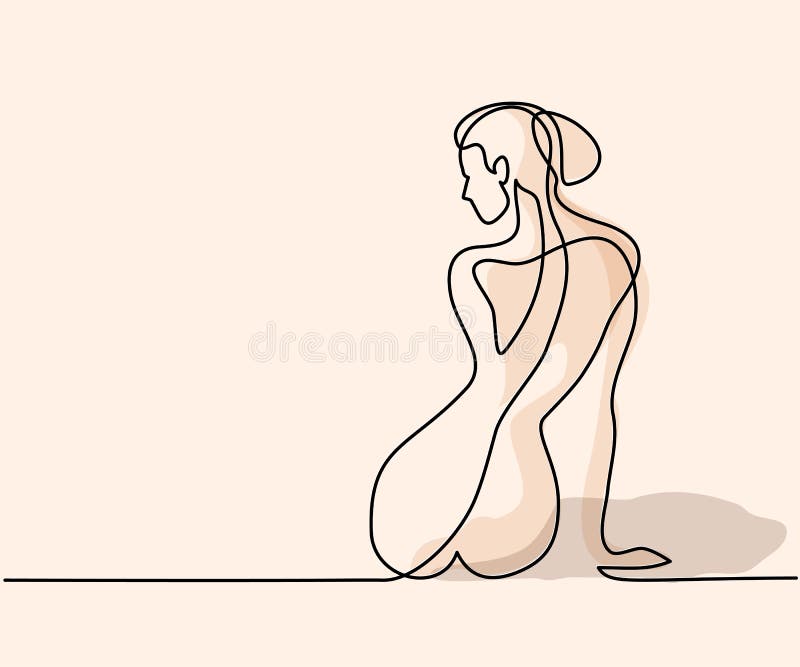 Simple Woman Line Art Sketch - Leias Lips