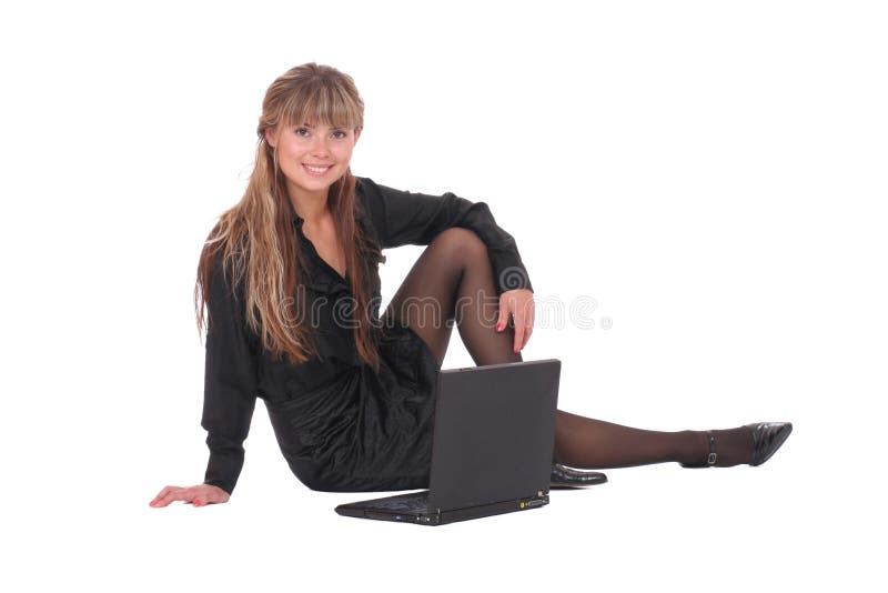 Woman sitting with laptop