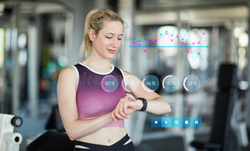 Woman with smart watch as a fitness tracker