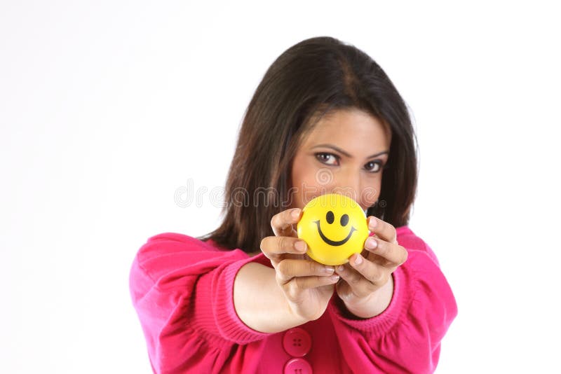 Woman with smile ball stock photography