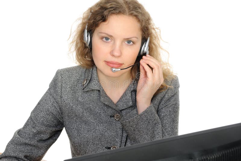 Woman With A Cup In Front Of Her Computer Stock Image Image Of