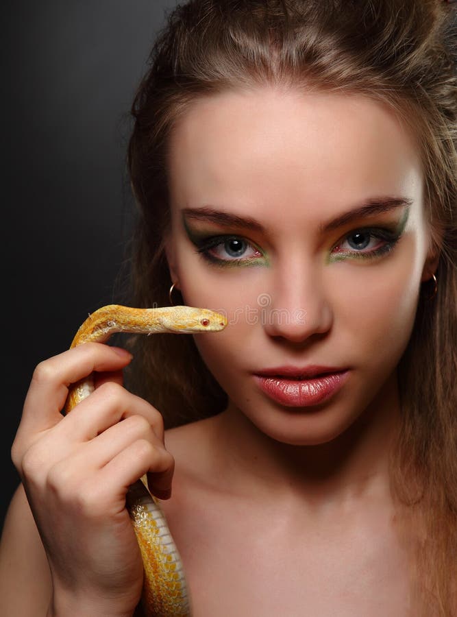 Woman with snake stock photo. Image of beauty, face, portrait 29572862