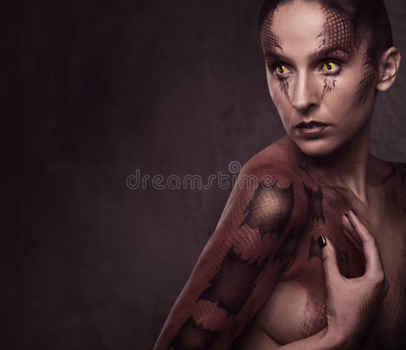 Woman with snake scales stock photo. Image of hair, adult 31920164