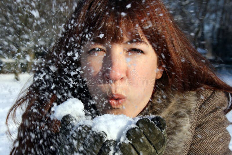 Woman in the snow stock photo. Image of snowing, mother - 17501562