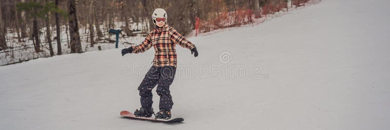 Woman snowboarder on a sunny winter day at a ski resort BANNER, LONG FORMAT. Woman snowboarder on a sunny winter day at a ski resort. BANNER, LONG FORMAT stock image Woman snowboarder on a sunny winter day at a ski resort BANNER, LONG FORMAT. Woman snowboarder on a sunny winter day at a ski resort. BANNER, LONG FORMAT stock image