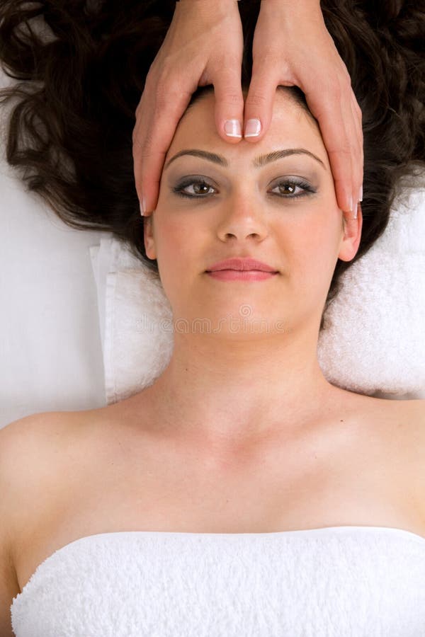 Woman in a Spa Getting a Head Massage. Stock Photo Image of healthy