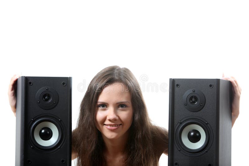 Woman with a speakers