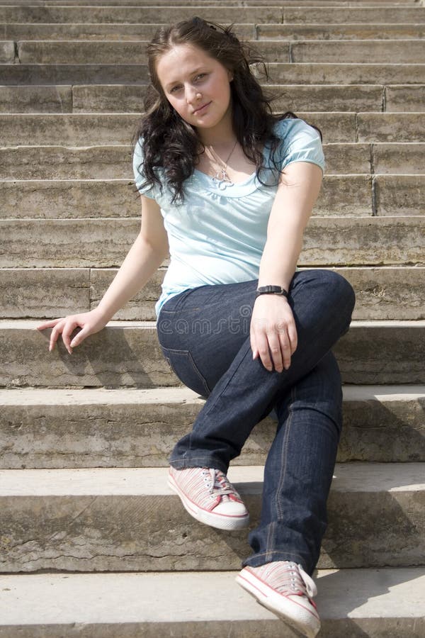 Woman on stair