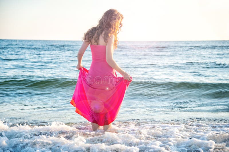 Woman Standing On The Sea Stock Photo Image Of Enjoy 93407260
