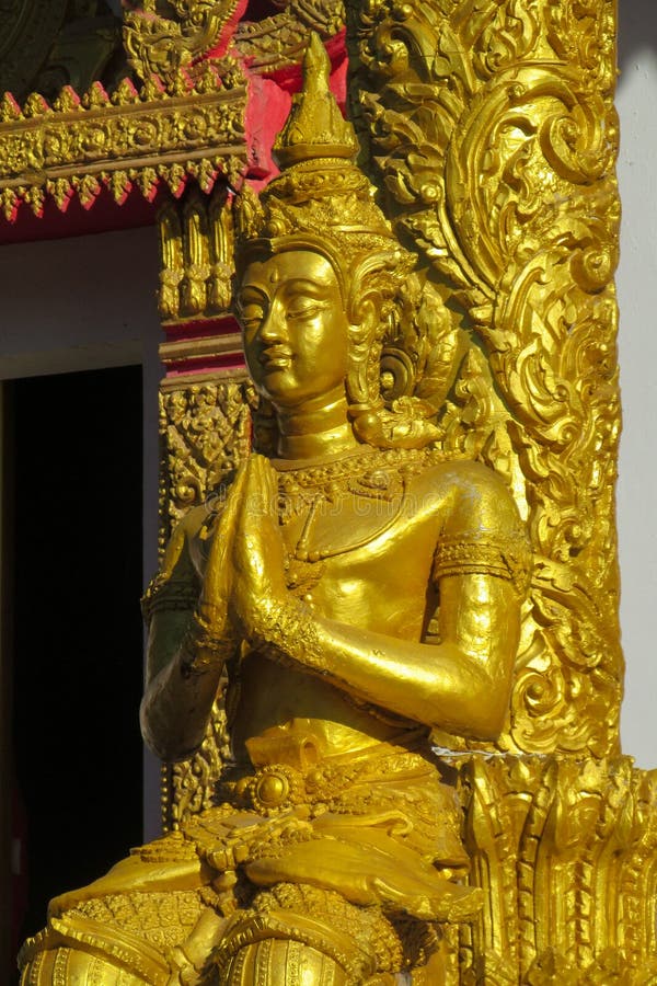 Woman Statue Decoration in Thailand Wat Stock Image - Image of ...