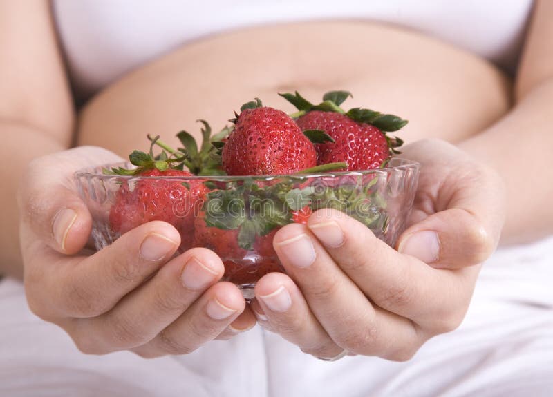 Woman with strawberry