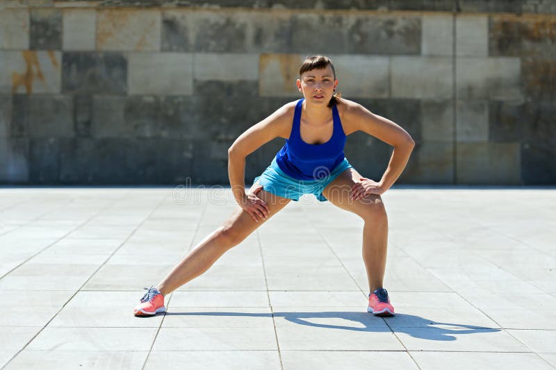 Woman Stretching After, Before Jogging. Stock Image Image of healthy