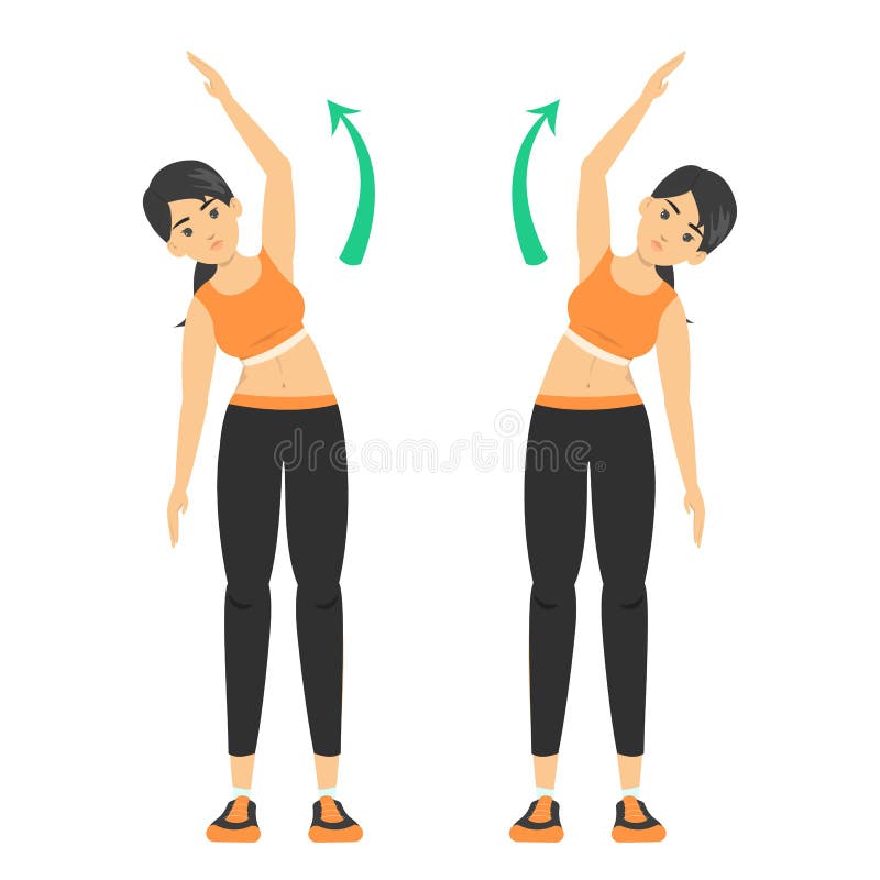 Woman Stretching before Workout. Side Reach Exercise Stock Vector