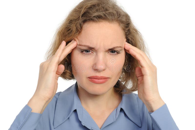 Woman with strong headache