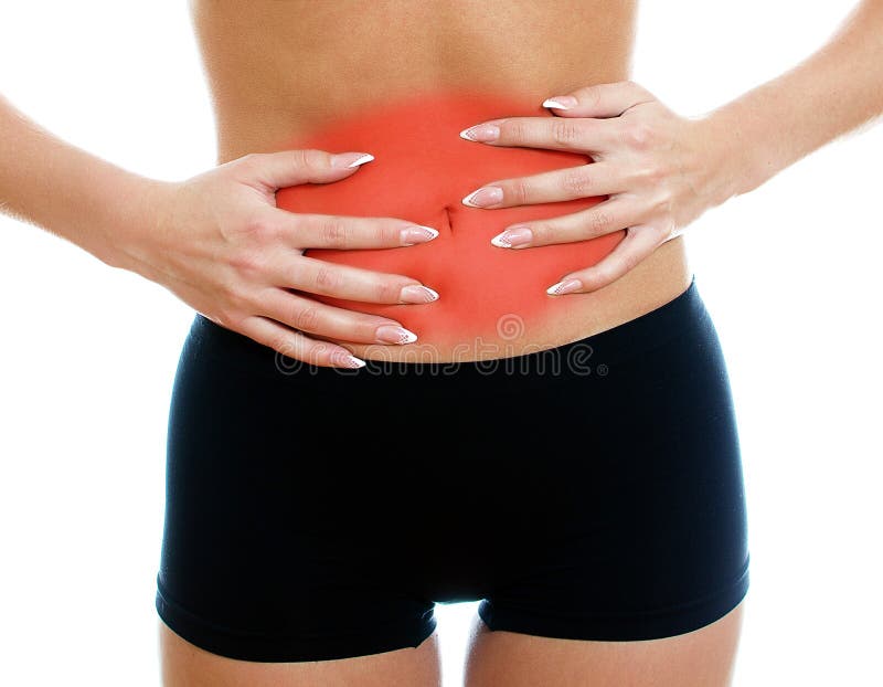 Woman suffering from stomach ache. royalty free stock image