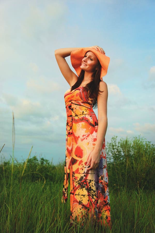 Woman in Summer stock photography