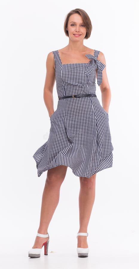 Woman in summer dress with gingham