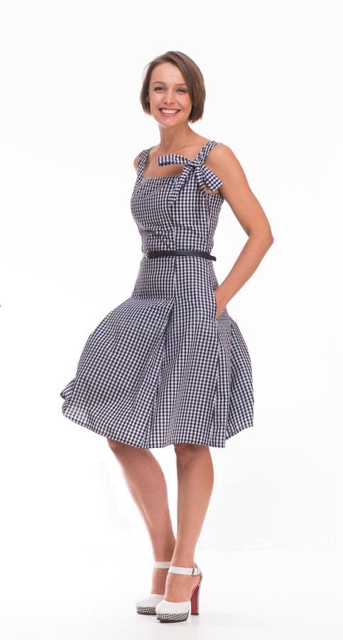 Woman in summer dress with gingham