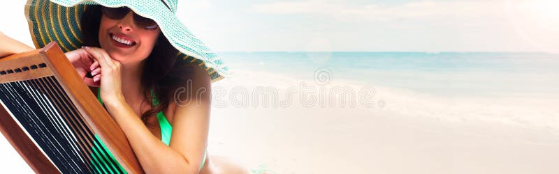 Woman sunbathing on the beach