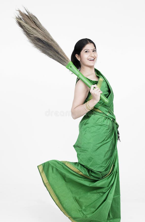 Woman with a sweeping broom