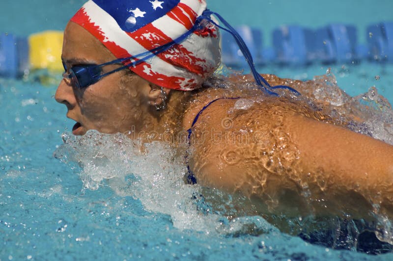 Woman swimming butterfly stroke