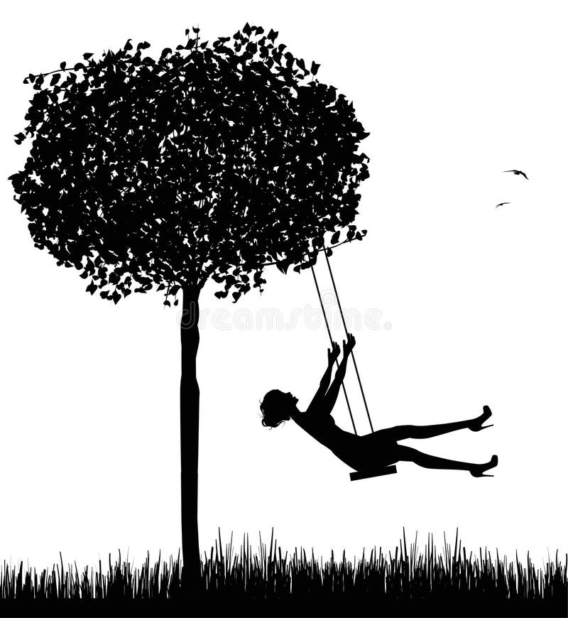 Silhouette Of A Woman On A Swing Stock Illustration Illustration of