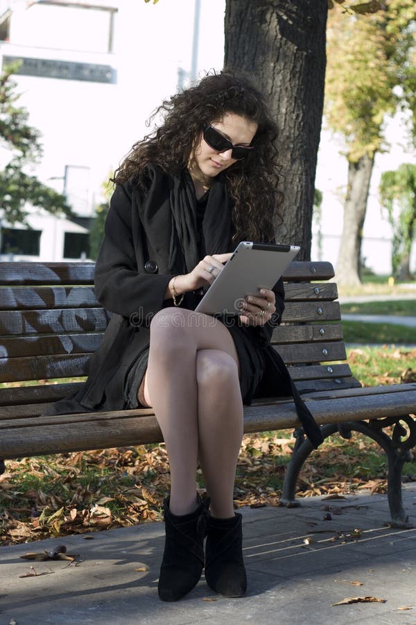 Woman and tablet PC