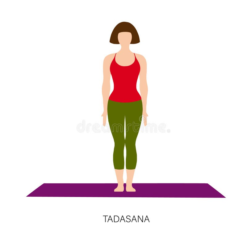 Woman in Tadasana or Mountain Yoga Pose. Stock Vector - Illustration of  girl, gymnastics: 215768405