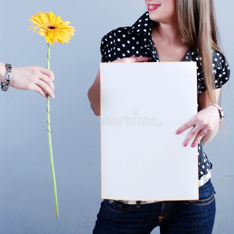 Woman takes placard