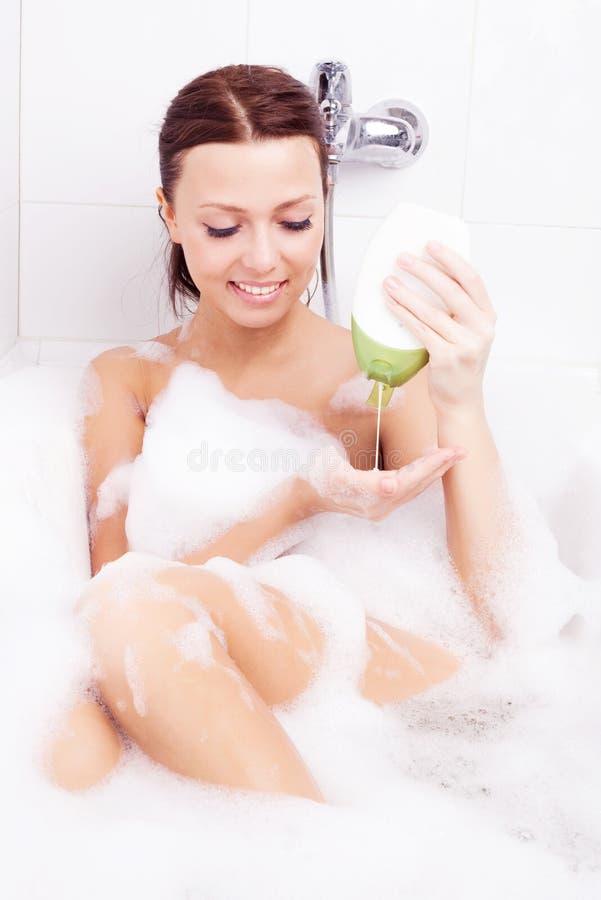 Woman taking a bath