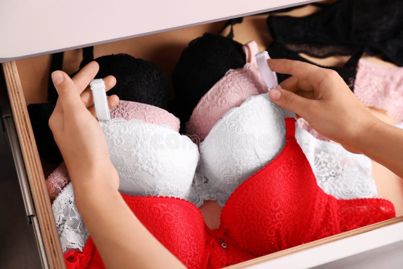 Woman Taking Bra Out of Drawer. Stylish Underwear Stock Photo - Image of  female, attraction: 162627198