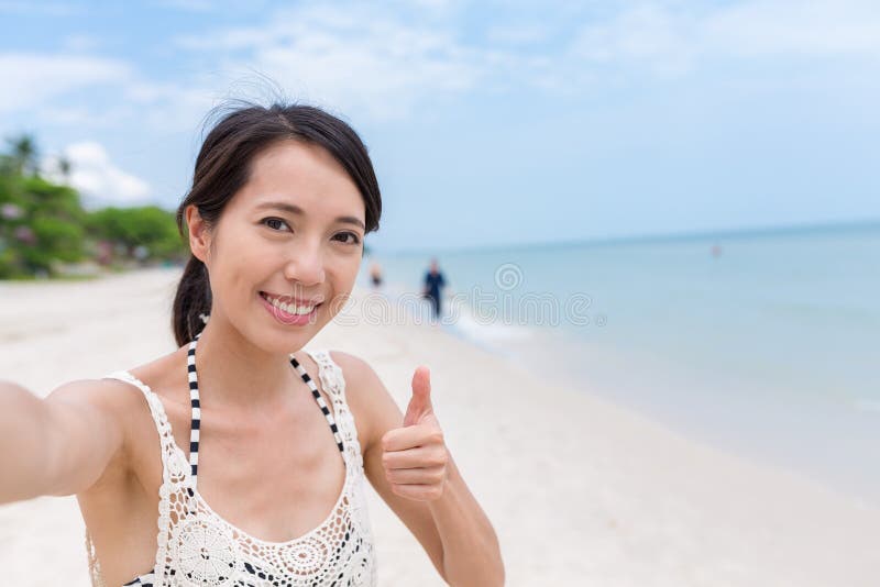 Woman Taking Selfie At The Beach Stock Image Image Of Female Nature 91224201
