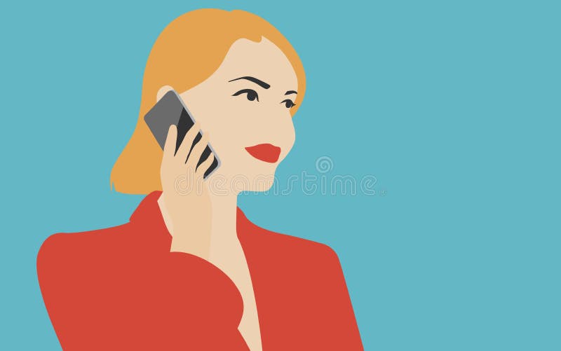 Woman talking on the mobile phone illustration