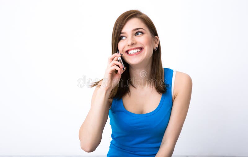 Woman talking on the phone stock photography