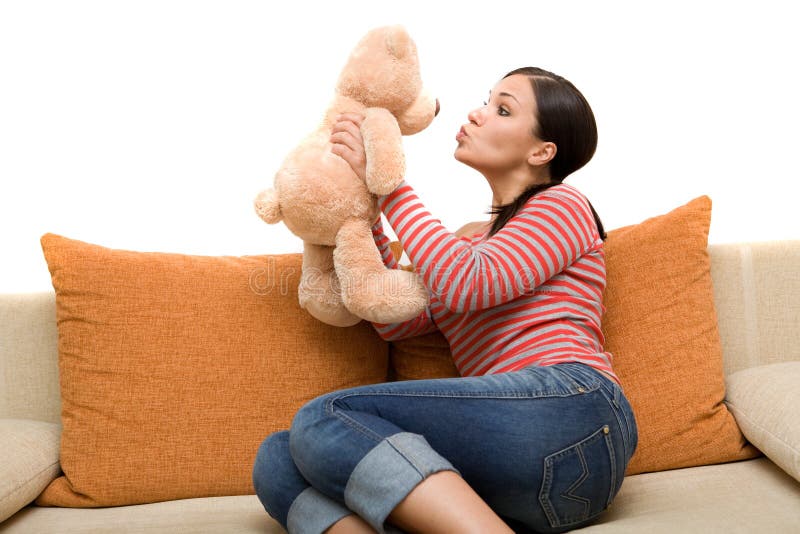 Woman with teddybear