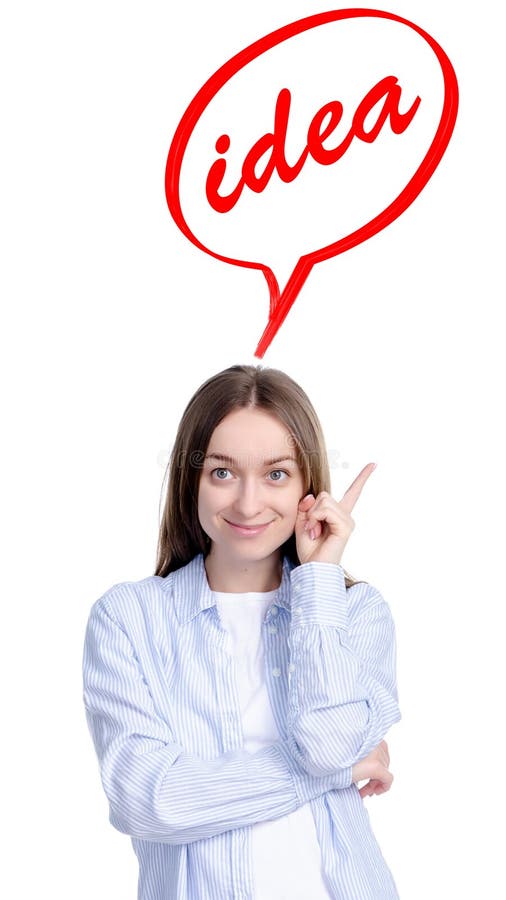 Woman thinking idea cloud stock images Woman thinking idea cloud stock images