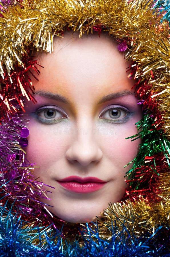 Woman in Tinsel Christmas Costume Stock Photo Image of christmas