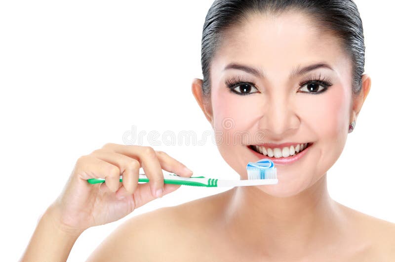 Woman with tooth brush