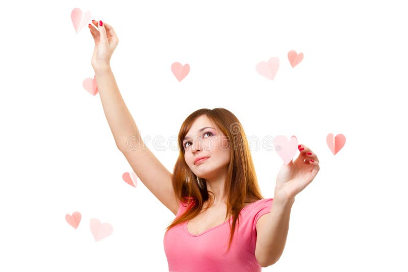 Woman touching heart shape