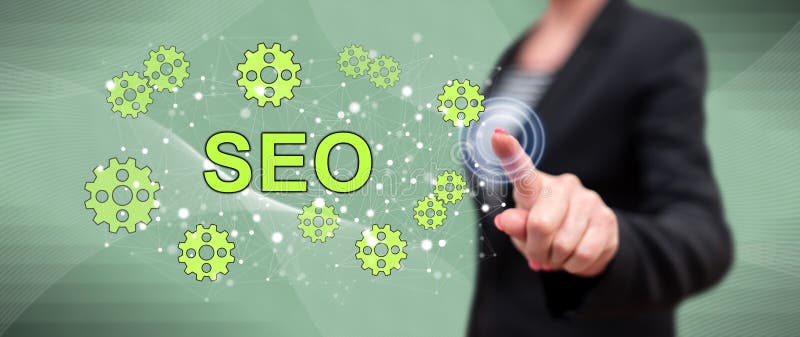 Woman touching a seo concept vector illustration Woman touching a seo concept vector illustration