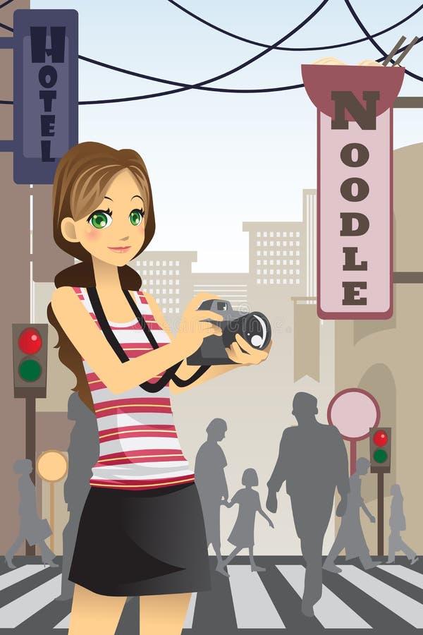 Woman tourist stock illustration