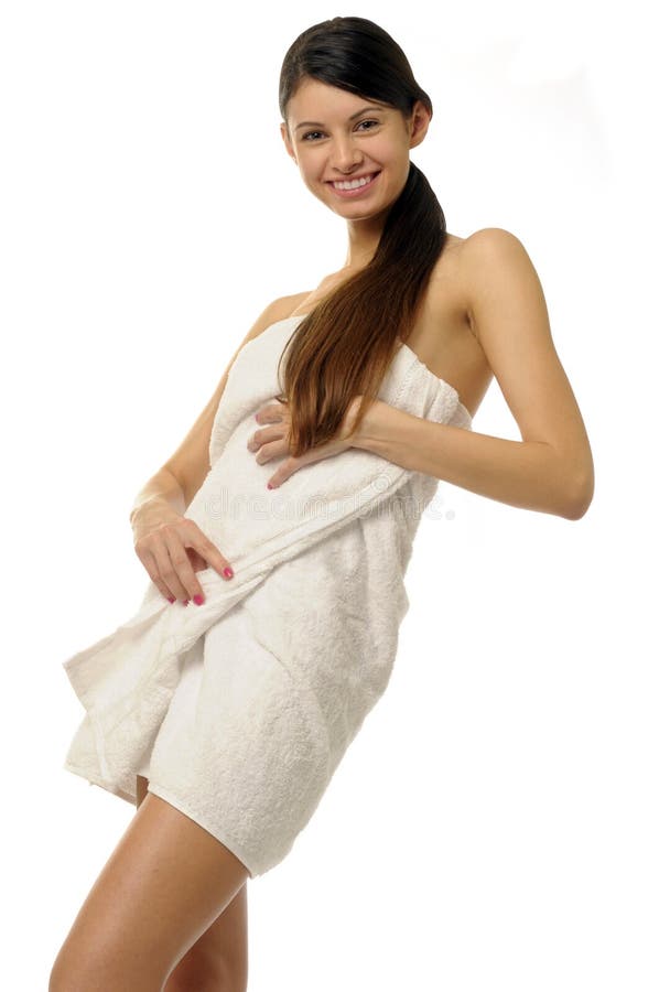 Woman in a towel stock images