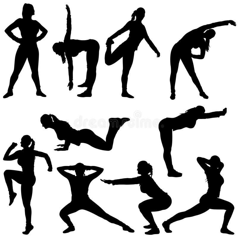 Pilates silhouettes stock vector. Illustration of pilates - 34484120
