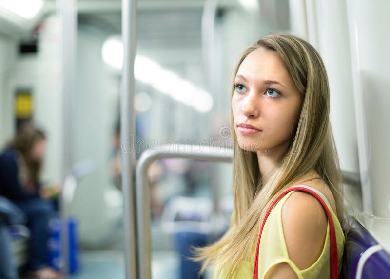 Woman traveling in train of metro stock images Woman traveling in train of metro stock images