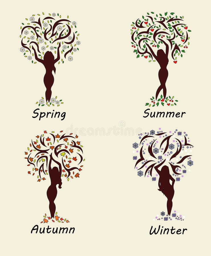 Four Seasons Girls Stock Illustrations – 54 Four Seasons Girls